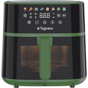 Tognana Iridea,Friggitrice ad aria 6L, doppia resistenza, display digitale, timer, 80-200°C, finestra, 1700W, Verde Salvia