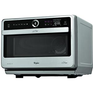 Whirlpool Microonde a libera installazione JT 479 IX Chef Premium termoventilato combinato, 33 litri, Inox, con griglia alta, griglia bassa, piatto Crisp + maniglia