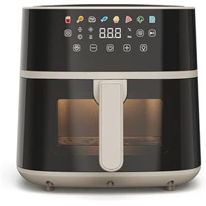 Tognana Iridea, Friggitrice ad aria 6L, doppia resistenza, display digitale, timer, 80-200°C, finestra, 1700W, Champagne