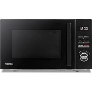 MEDION Forno a microonde con grill (20 L, 800 W microonde, 1000 W grill, 9 programmi automatici incl. scongelamento, 5 livelli, timer 95 min, piatto girevole, MD12021), nero