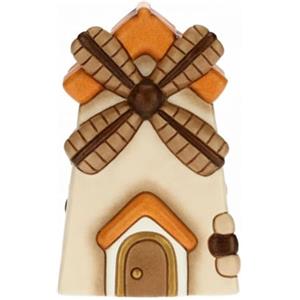 THUN - Statuina Presepe Mulino a Vento - Decorazioni Natale Casa - Linea Presepe Classico - Ceramica - 7,5 x 7,5 x 12,5 h cm