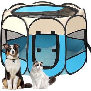 Lighterday Cucciolo Portatile che Corre,Box per Cane da Corsa Stabile Guscio Gatto Pieghevole,Cane Elastico in Tessuto Oxford Impermeabile,Cane Gabbia Per Gatto,Cane,Caneconiglio(Bianco Blu,S,8)