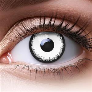 MeralenS Funnylens Lenti a contatto colorate con porta lenti a contatto Lunatic Bianche Zombie Vampiro morbide comode da indossare e ideali per Halloween o Carnevale senza correzione 1 coppia