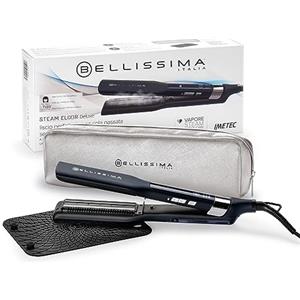 Bellissima Imetec Steam Elixir Deluxe, Piastra a Vapore Professionale, Capelli Lisci in una Sola Passata, Tecnologia Avanzata, Ceramica & Olio Argan, 4 Temperature, Tappetino Termoresistente