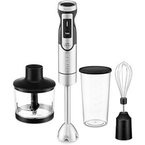 Ufesa Jupiter Max Frullatore a mano 1500 W, controllo della velocità variabile, display LCD, funzione turbo, 4 lame ad alta efficienza, tritatutto 500 ml, frullatore emulsionatore e bicchiere