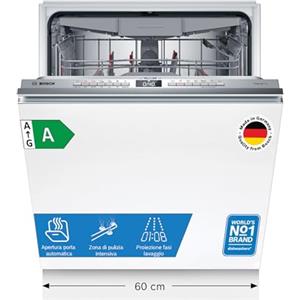Bosch SMV4ECX31E Serie 4, Lavastoviglie da incasso a scomparsa totale, Home Connect, Extra Clean zone: lavaggio intenso per lo sporco più ostinato, Diagnostica da remoto, TimeLight, 60 cm