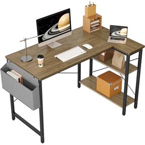 BEXEVUE Scrivania a forma di L, da 100 x 70 cm, tavolo da gioco angolare reversibile per PC, studio, lavoro, casa, camera da letto, di colore grigio