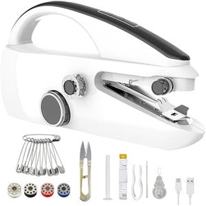 WIYETY Mini macchina da cucire a mano elettrica: macchina da cucire manuale multifunzionale, mini macchina da cucire a doppia velocità, macchina da cucire portatile, per vestiti, tende, riparazioni