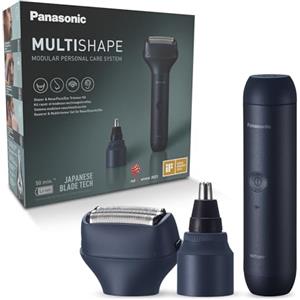 Panasonic XSHAPE JUNIOR MULTISHAPE Sistema Modulare ER-CBL1, ER-CNT1 & ER-CSF1 Set, Unità principale con Testina per naso, orecchie e viso, Testina rasoio a 3 lame, batteria ricaricabile ioni di litio