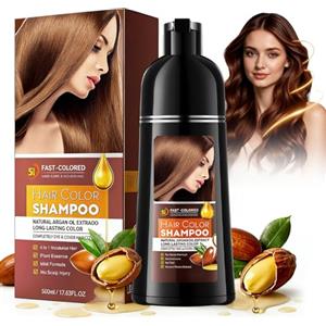 Probuk Shampoo Colorante Donna Castano, Copertura Capelli Bianchi al 100%, Crema Tinta Semipermanente per Capelli, Facile da Usare, 500 ml