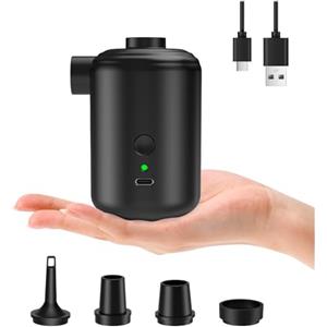 AUOKAI Pompa Elettrica, Pompa ad Aria Elettrica Portatile, A Riempimento Rapido per letto ad aria, 2 in 1 Pompa di Gonfiaggio e Sgonfiaggio, con 4 ugelli d'aria, per Campeggio, Materassi ad aria, Piscina