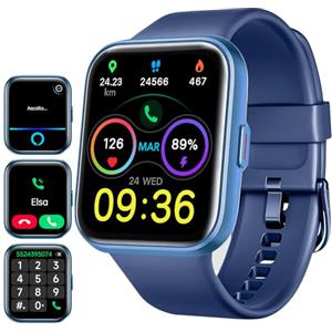 Woneligo Smartwatch Uomo Donna, 1.8" AMOLED Smart Watch con Chiamate, Alexa Integrato, 100 Sportive, Orologio Smartwatch con Cardiofrequenzimetro/Sonno/SpO2/Contapassi, Impermeabile IP68 per Android iOS