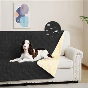 DUJUIKE Copridivano 100% impermeabile per cani, coperta per animali domestici, protezione per mobili per bambini e animali domestici, con fondo antiscivolo, per 3 posti (Nero, 173 x 208 cm)