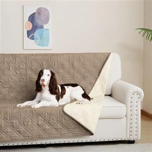 DUJUIKE Copridivano 100% impermeabile per cani, coperta per animali domestici, protezione per mobili per bambini e animali domestici, con fondo antiscivolo, per 3 posti (Cammello, 132 x 208 cm)