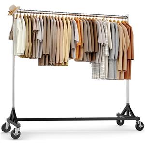 HOKEEPER Appendiabiti da Terra Commerciale Resistente, Stand Appendiabiti con Base a Z e Ruote, 181kg, Altezza Regolabile per Negozi, Boutique, Camera da Letto e Mercatini, Argento