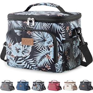 Lifewit Borsa Termica Porta Pranzo, Borse Frigo Piccola Pranzo Ufficio per Uomo e Donna, Impermeabile Lunch Bag con Tracolla, Frigoriferi da Campeggio per Lavoro, Mare, Viaggio, Floreale, 9L
