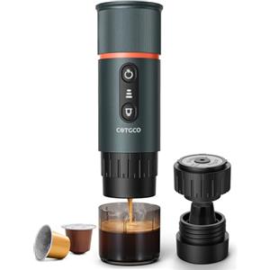 COTGCO Macchina per caffè Espresso Portatile : Macchina da caffè Portatile a Batteria per viaggi in Campeggio - Riscaldamento Rapido in 2,5 inuti - 8 Tazze di Caffè Espresso per una Carica - Blu Navy