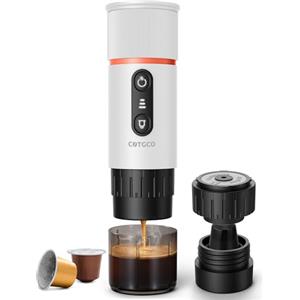 COTGCO Macchina per caffè Espresso Portatile : Macchina da caffè Portatile a Batteria per viaggi in Campeggio - Riscaldamento Rapido in 2,5 inuti - 8 Tazze di Caffè Espresso per una Carica - Bianco