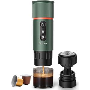 COTGCO Macchina per caffè espresso portatile : Macchina da caffè portatile a batteria per viaggi in campeggio - Riscaldamento rapido in 2,5 minuti - 8 tazze di caffè espresso per una carica - Verde