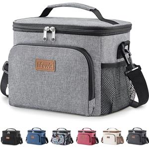 Lifewit Borsa Termica Porta Pranzo, Borse Frigo Piccola Pranzo Ufficio per Uomo e Donna, Impermeabile Lunch Bag con Tracolla, Frigoriferi da Campeggio per Lavoro, Mare, Viaggio, Grigio, 9L