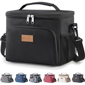 Lifewit Borsa Termica Porta Pranzo, Borse Frigo Piccola Pranzo Ufficio per Uomo e Donna, Impermeabile Lunch Bag con Tracolla, Frigoriferi da Campeggio per Lavoro, Mare, Viaggio, Nero, 9L