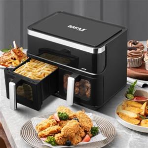 Bakaji Friggitrice ad Aria Calda Senza Olio Airfryer Frigge Cuoce Arrostisce in modo Naturale e Salutare Potenza 2400W con Timer Regolazione Temperatura fino a 200° (12 Litri)