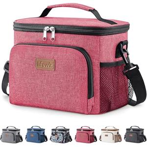 Lifewit Borsa Termica Porta Pranzo, Borse Frigo Piccola Pranzo Ufficio per Uomo e Donna, Impermeabile Lunch Bag con Tracolla, Frigoriferi da Campeggio per Lavoro, Mare, Viaggio, Rosa, 9L
