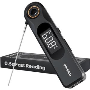 INKBIRD Termometro Alimentare a Lettura Istantanea a Doppio Display,Due Schermi,Risposta Super Rapida 0,5 Sec,Impermeabile IP65 Corpo Intero,Ideale per Cucina, Grigliate,Forno,Preparazione Bevande