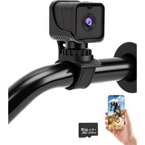CEMOFE WiFi Action Cam Mini Action Cam 120° Grandangolo 1080P HD Dashcam per Bicicletta, Casco e Bici, con Registrazione in Loop, Scheda di Memoria da 64GB e Staffe di Montaggio