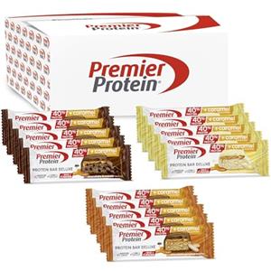 Premier Protein - Protein Bar Deluxe 40% - Multiflavourbox - 15x50g - basso contenuto di zuccheri - low carb - senza olio di palma