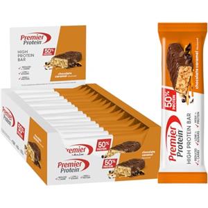 Premier Protein - High Protein Bar 50% - Chocolate Caramel - 16x40g - basso contenuto di zuccheri - low carb - senza olio di palma