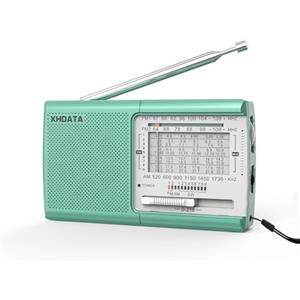 XHDATA D219 - Radio Portatile Retro, FM/AM/SW, Batteria Operata, Ideale per Casa, Campeggio, Escursionismo - Verde