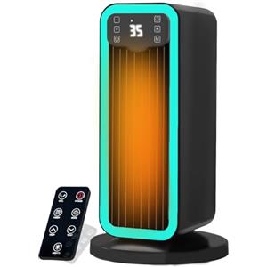 Joytential Stufetta Elettrica Basso Consumo, Termoventilatore, Riscaldatore Elettrico Ceramica PTC 1500W con Termostato, Telecomando, Oscillante 70°, Timer 12H, Riscaldamento per Camera da Letto