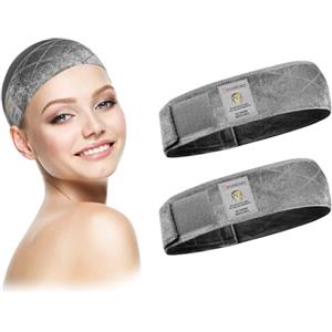 Dreamlover Fascia per Parrucca Regolabile, Velluto Fascia per Parrucca, Grigio, 2 Pezzi