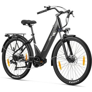 Touroll Bicicletta elettrica Urbano 3,con freno a disco idraulico, Motore Centrale 70 NM, Batteria Rimovibile 13Ah, Autonomia di 120km, bicicletta elettrica uom (-nero)