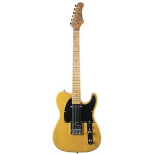 EKO GUITARS - Chitarra Elettrica TL‑401, Corpo Pawlonia, Manico Acero, Tastiera Acero, 2 Pickup Single‑Coil, Ponte Tele, 22 Tasti, Scala 650 mm, Colore Butterscotch