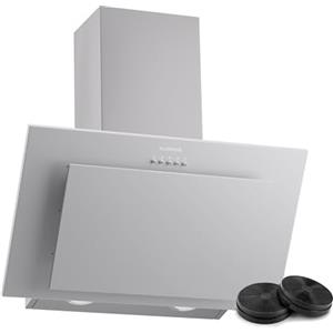 Klarstein Athena Cappe Inclinate 60cm - Cappa Cucina Angolare, 404 m³/h, LED, 3 Velocità, Filtro Carbone, A+++, Aspirante & Ricircolo, Design Moderno, Silenziosa 63 dB, Acciaio inossidabile