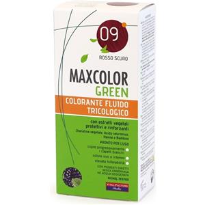 VITAL FACTORS MaxColor Green 09 Rosso Scuro - Colorante Fluido Tricologico Semipermanente con Estratti Vegetali, 75 ml Balsamo 15 ml