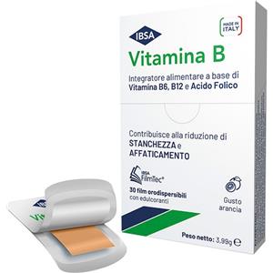 IBSA Vitamina B - Integratore Alimentare 30 Film Orodispersibili con B6, B12 e Acido Folico per Ridurre Stanchezza e Affaticamento