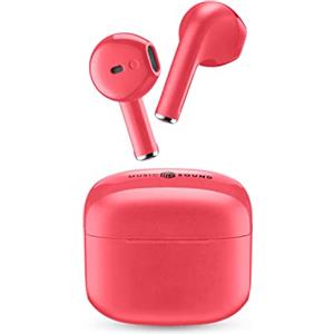 Music Sound SWAG Auricolari Wireless a Capsula, Bluetooth, 12 Ore di Riproduzione, Auto Pairing, Controlli Touch, Case Compatto - Rosa