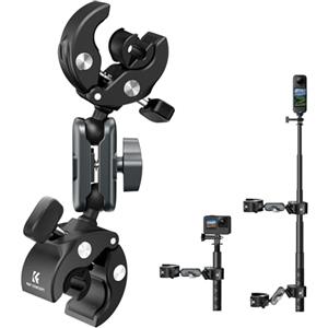 K&F CONCEPT Doppio Attacco Super a Pinza con Testa a Sfera 360°, Supporto per Manubrio di Bici/Moto, per Palo, Treppiede, Scrivania, Bandiera, Ombrellone