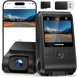 WOLFANG Dash Cam Auto 1440P, WiFi Dashcam per Auto con Scheda SD 32G, Telecamera Auto 170° Grandangolo, Visione Notturna,G-Sensor, WDR, Monitor di Parcheggio, Registrazione in Loop