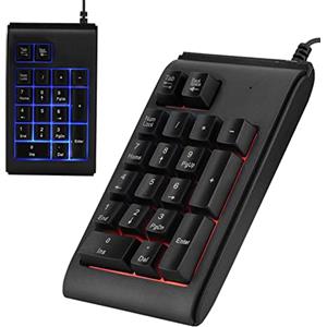 Ouitble Tastiera Numerica USB 19 Tasto MINI PAD PORTATIVO PORTATIVO con Retroilluminato a 3 Colori LED per Computer PC Desktop per Laptop
