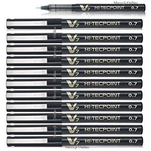 Pilot Hi-Tecpoint V7 Penna Roller Nero - Tratto 0.7 mm, Inchiostro Liquido, Punta ad Ago