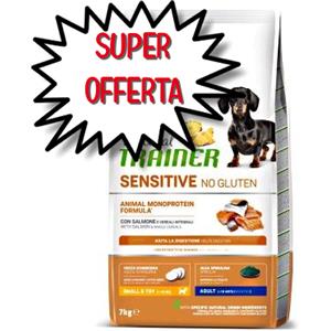 Natural Trainer Crocchette Salmone 7 kg - Alimento Completo Senza Glutine per Cani Adulti di Piccola Taglia