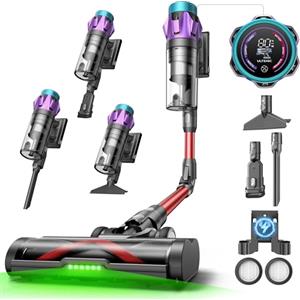 Ultenic 55Kpa/80Min Aspirapolvere Senza Fili U18, Scopa Elettrica Senza Fili Potente con Tubo Pieghevole, Filtrazione Multi-Cono,Display Intelligente, Anti-Groviglio per Peli Animali/Pavimenti/Tappeti