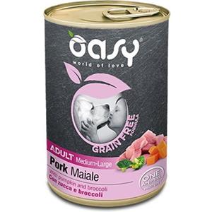 Oasy Grain Free per Cani Adult Medium-Large da 400 gr Gusto Maiale con Zucca e Broccoli