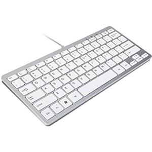 TRIXES Mini tastiera con filo USB tastiera sottile Layout USA Argento e Bianco - Collega e usa - Compatta e resistente - Adatta per PC, Computer, Apple, Mac, Laptop, Window, ecc.