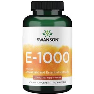 Swanson Vitamina E 1000 UI - 60 Capsule Morbide, Antiossidante e Supporto per la Salute del Cuore