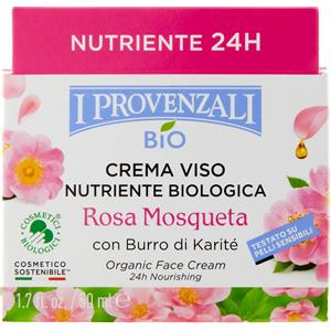 I Provenzali Bio Crema Viso Nutriente alla Rosa Mosqueta e Burro di Karité 50 ml - Idratante 24h, Antiossidante e Emolliente